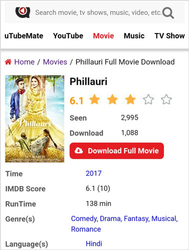 Phillauri Movie Download in Hindi Full HD 720p for Free 